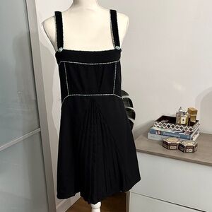 Chic Black Mini Dress with Green Trim